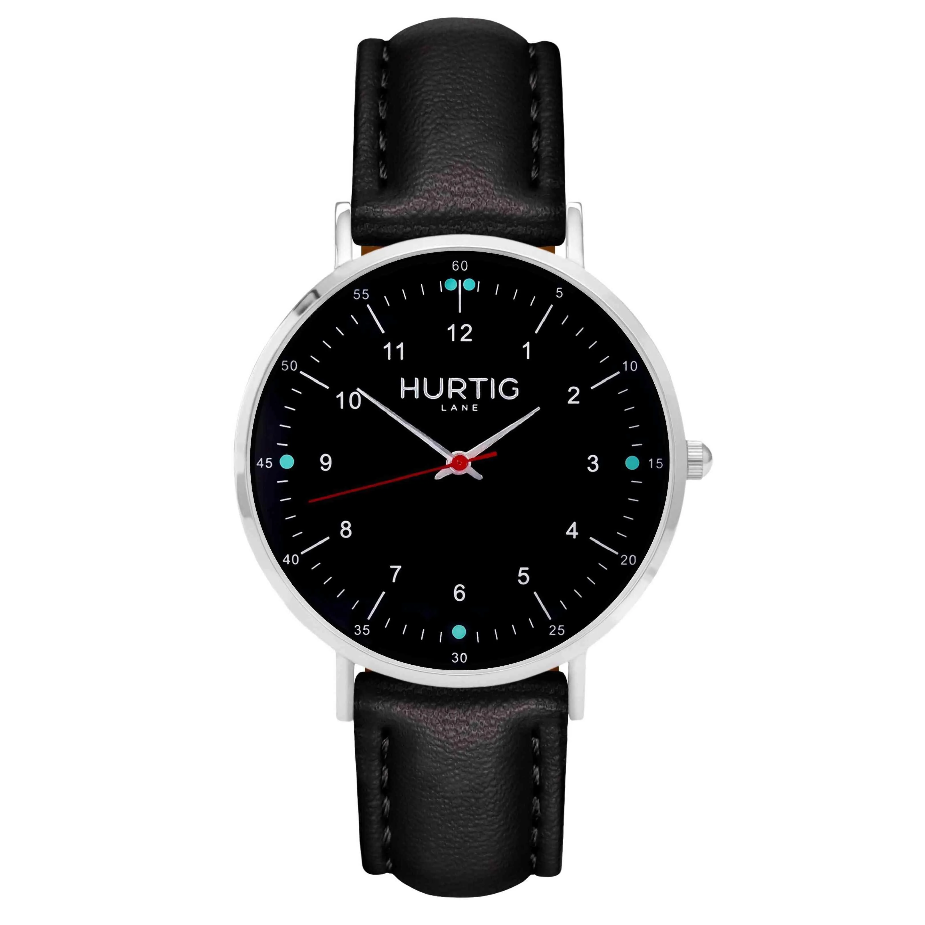 Moderno Vegan Leather Watch Silver, Black & Chestnut