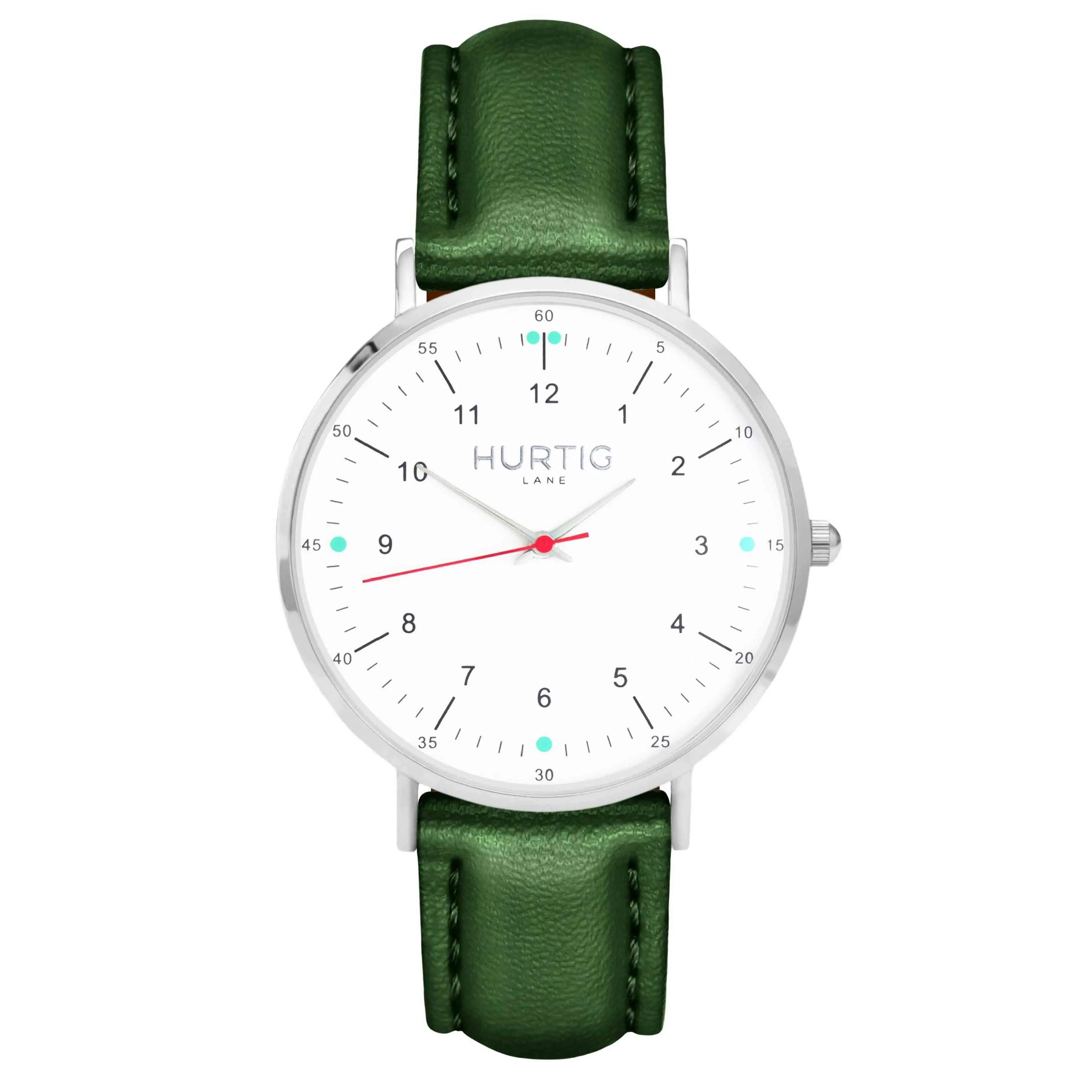 Moderno Vegan Leather Watch Silver, White & Red