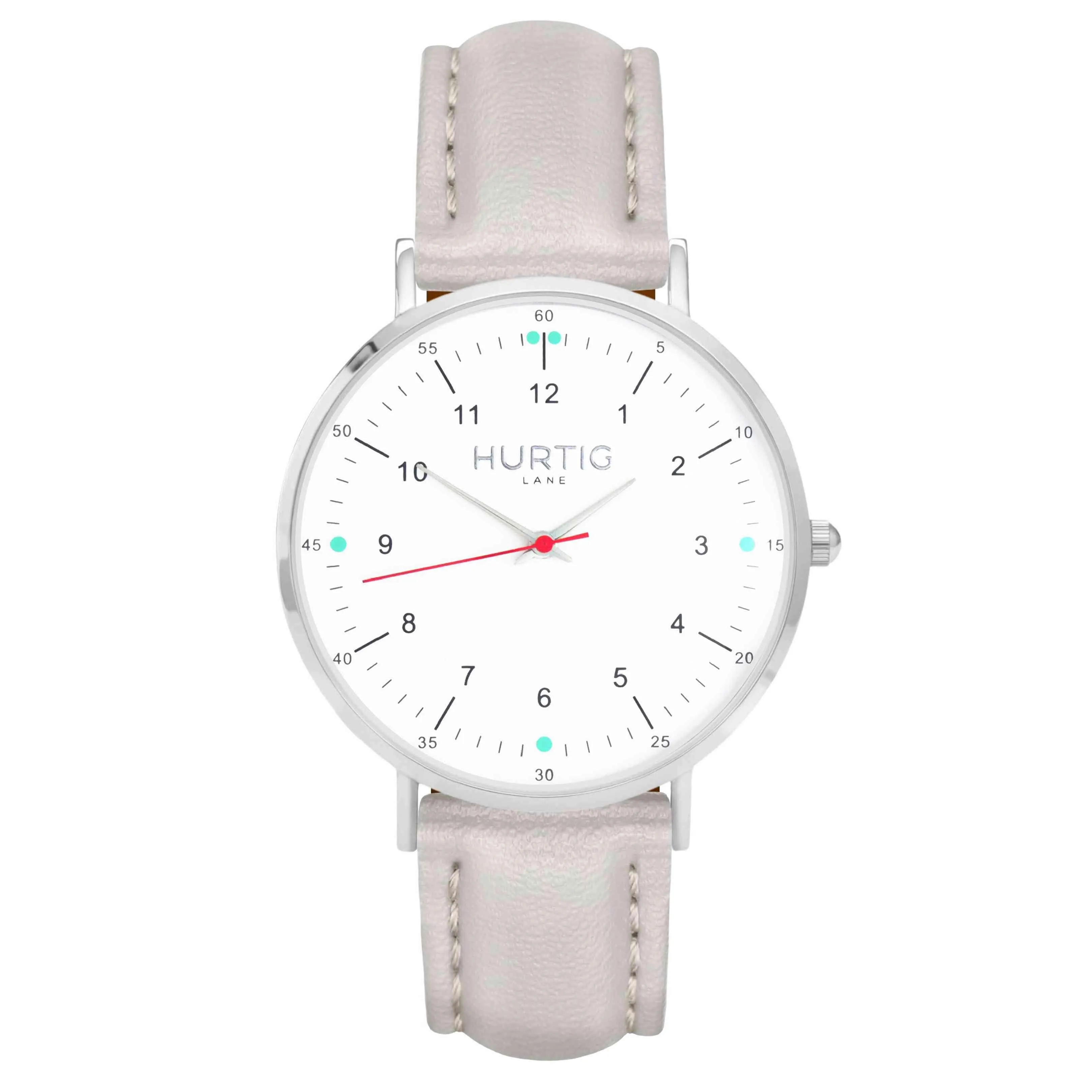 Moderno Vegan Leather Watch Silver, White & Red