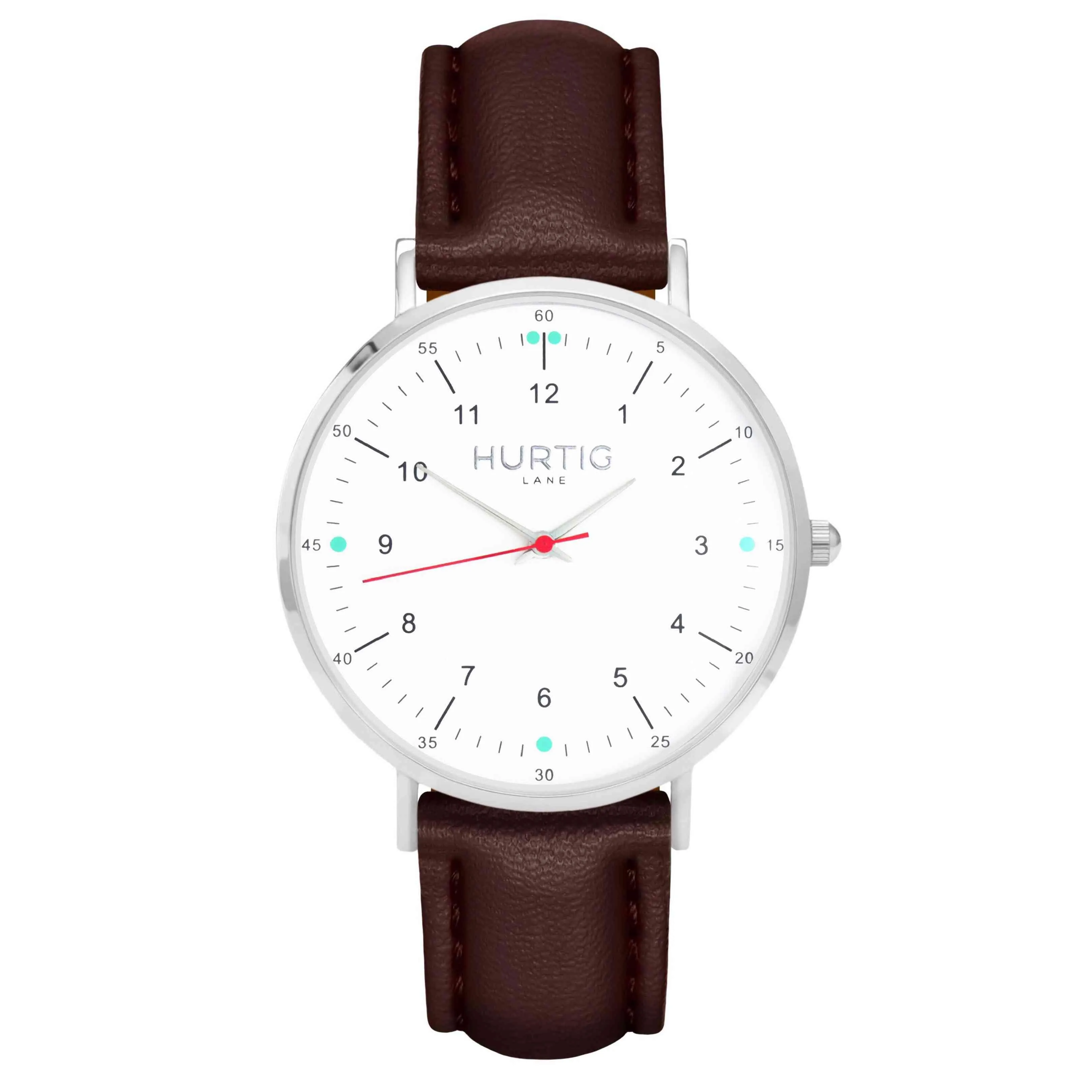 Moderno Vegan Leather Watch Silver, White & Red