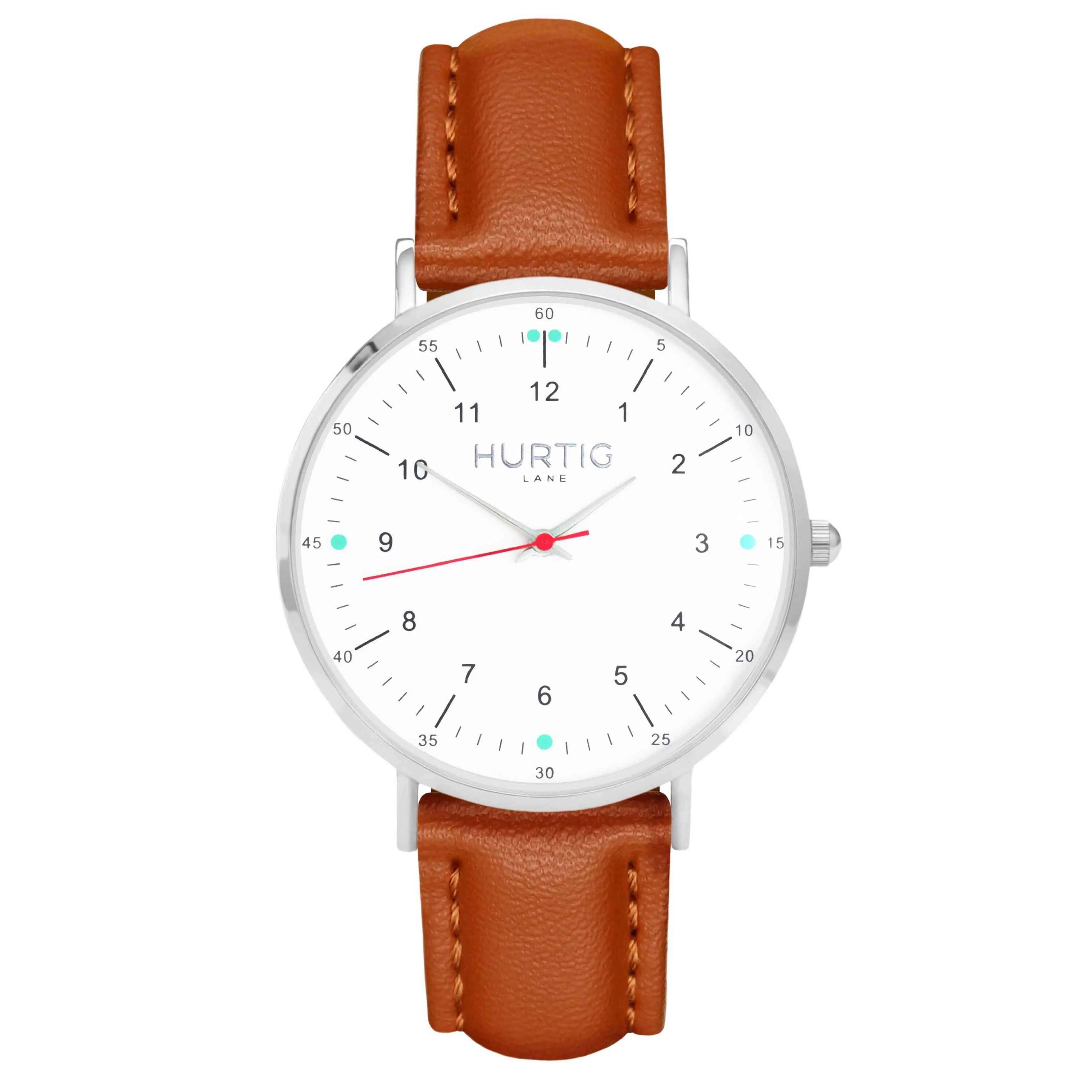 Moderno Vegan Leather Watch Silver, White & Red