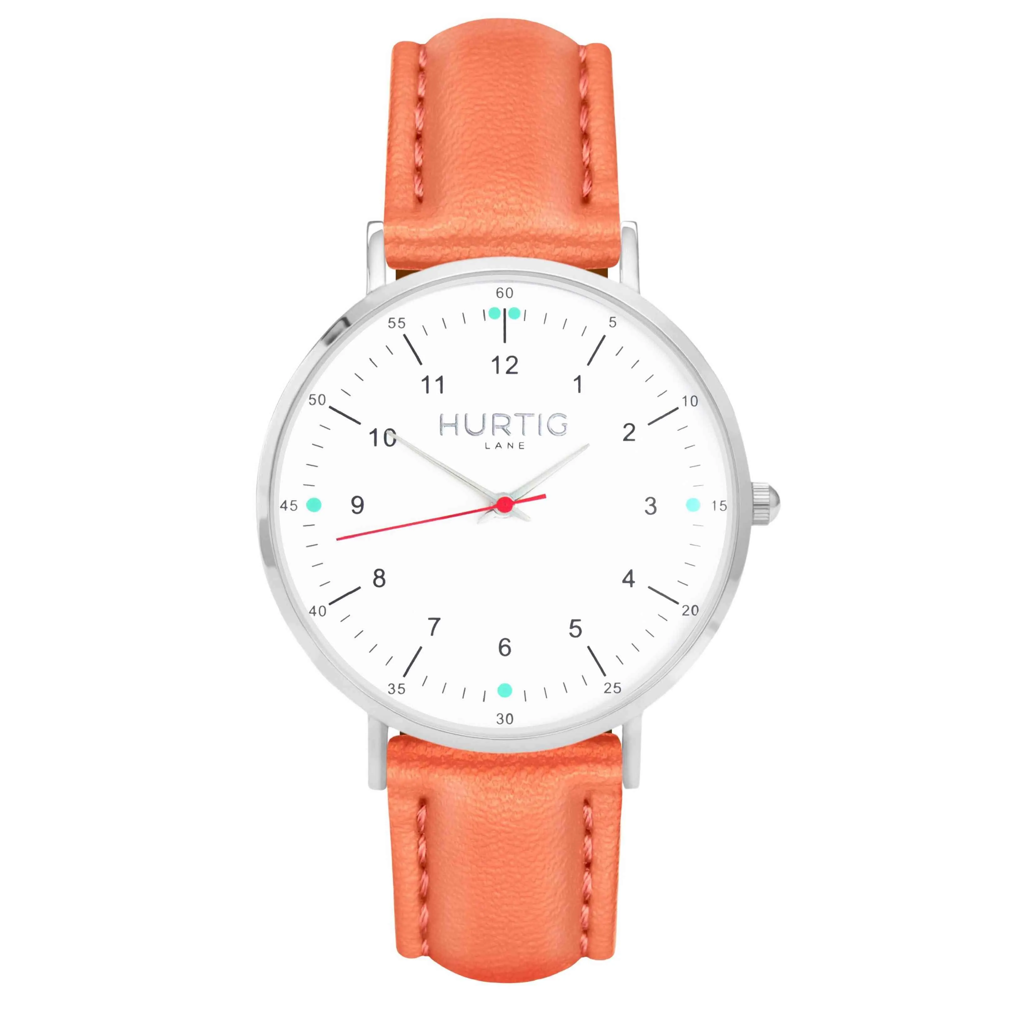 Moderno Vegan Leather Watch Silver, White & Red