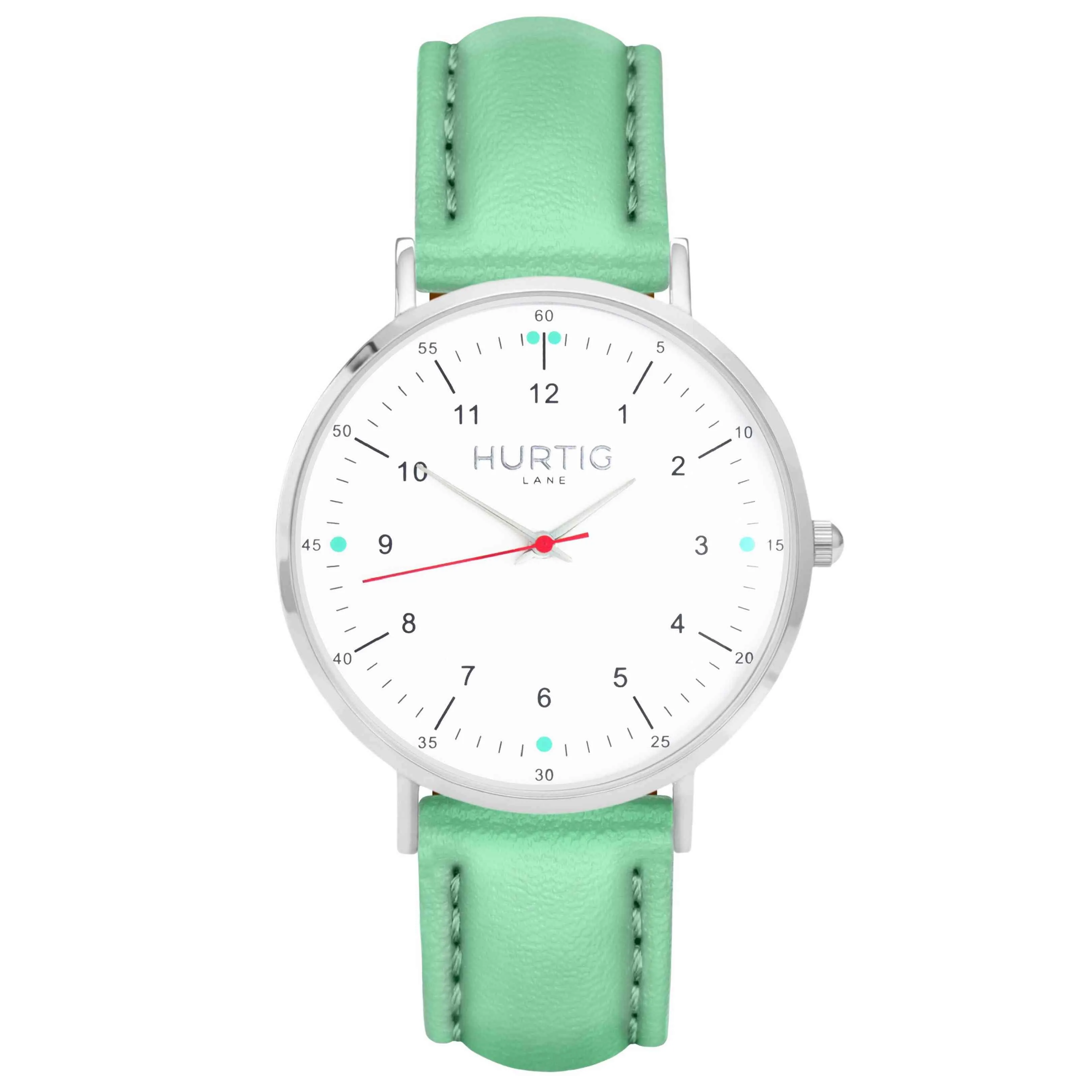 Moderno Vegan Leather Watch Silver, White & Red