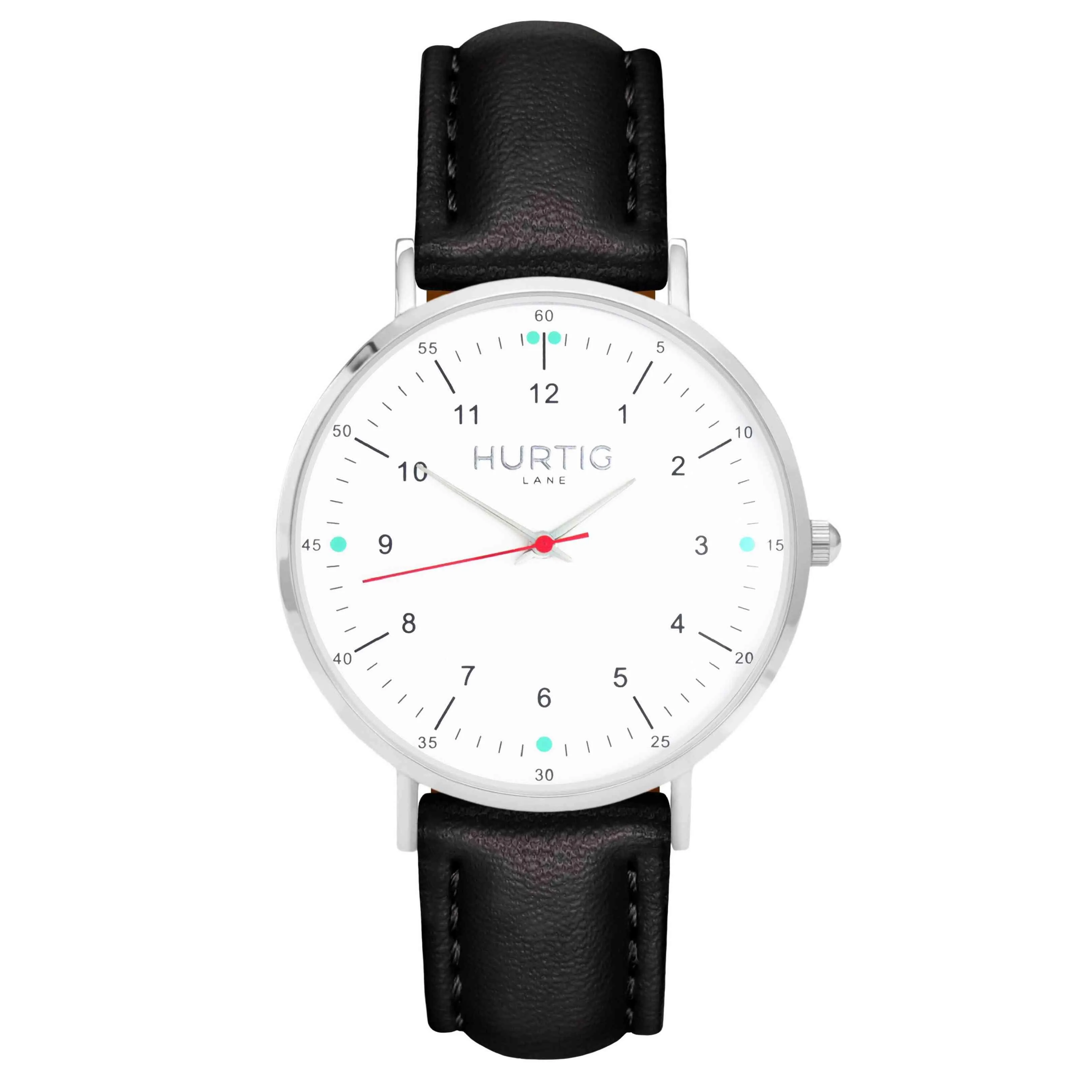 Moderno Vegan Leather Watch Silver, White & Red