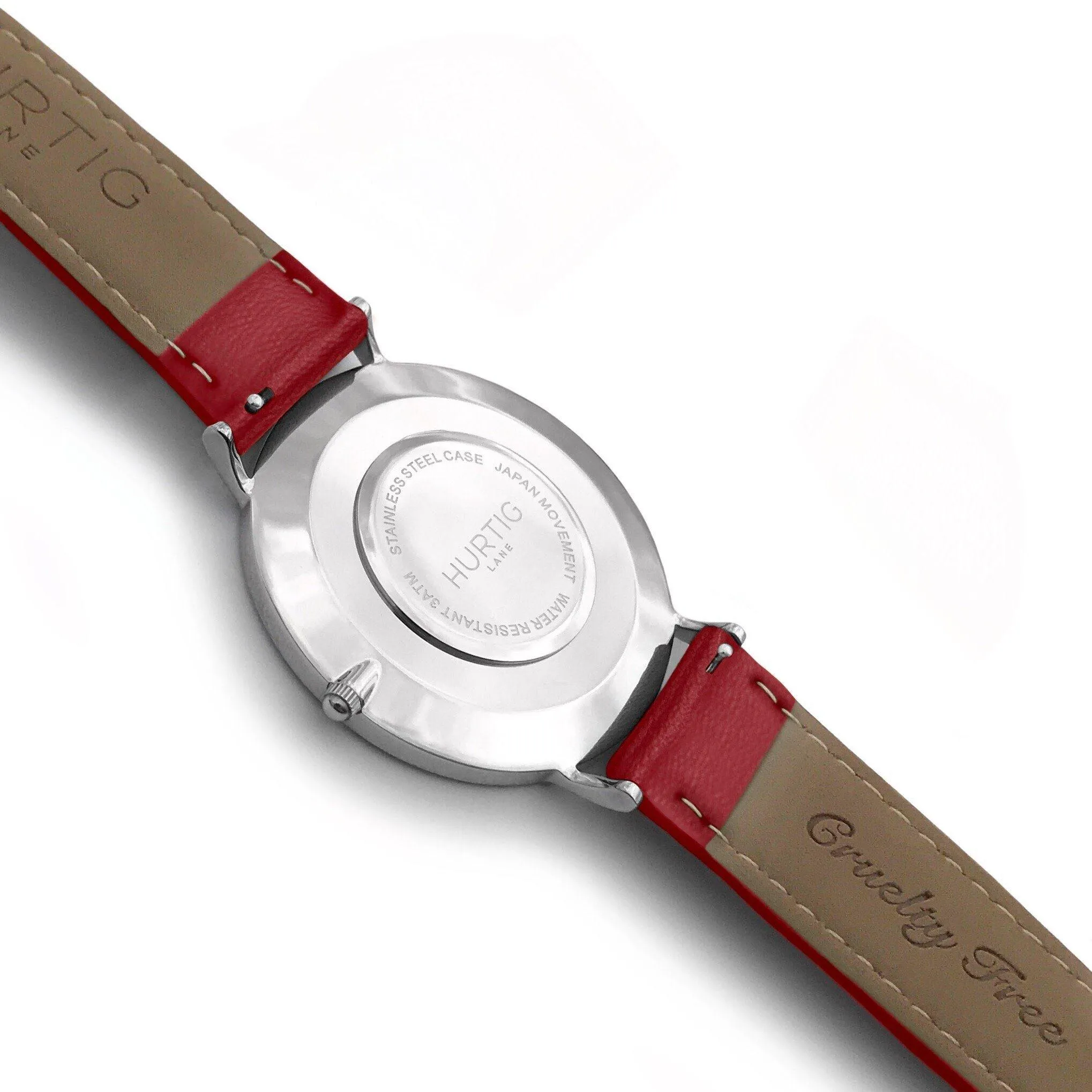 Moderno Vegan Leather Watch Silver, White & Red