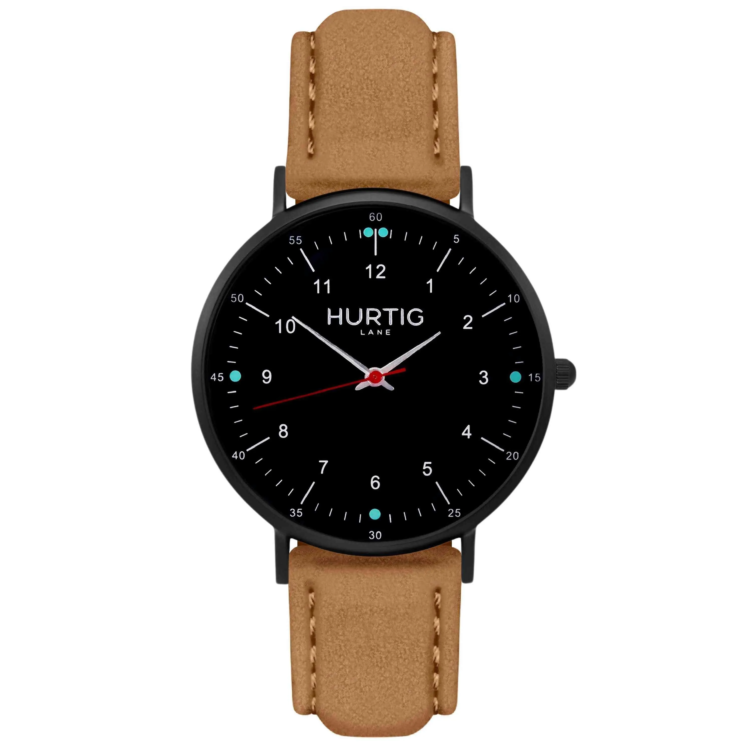 Moderno Vegan Suede Watch All Black & Camel