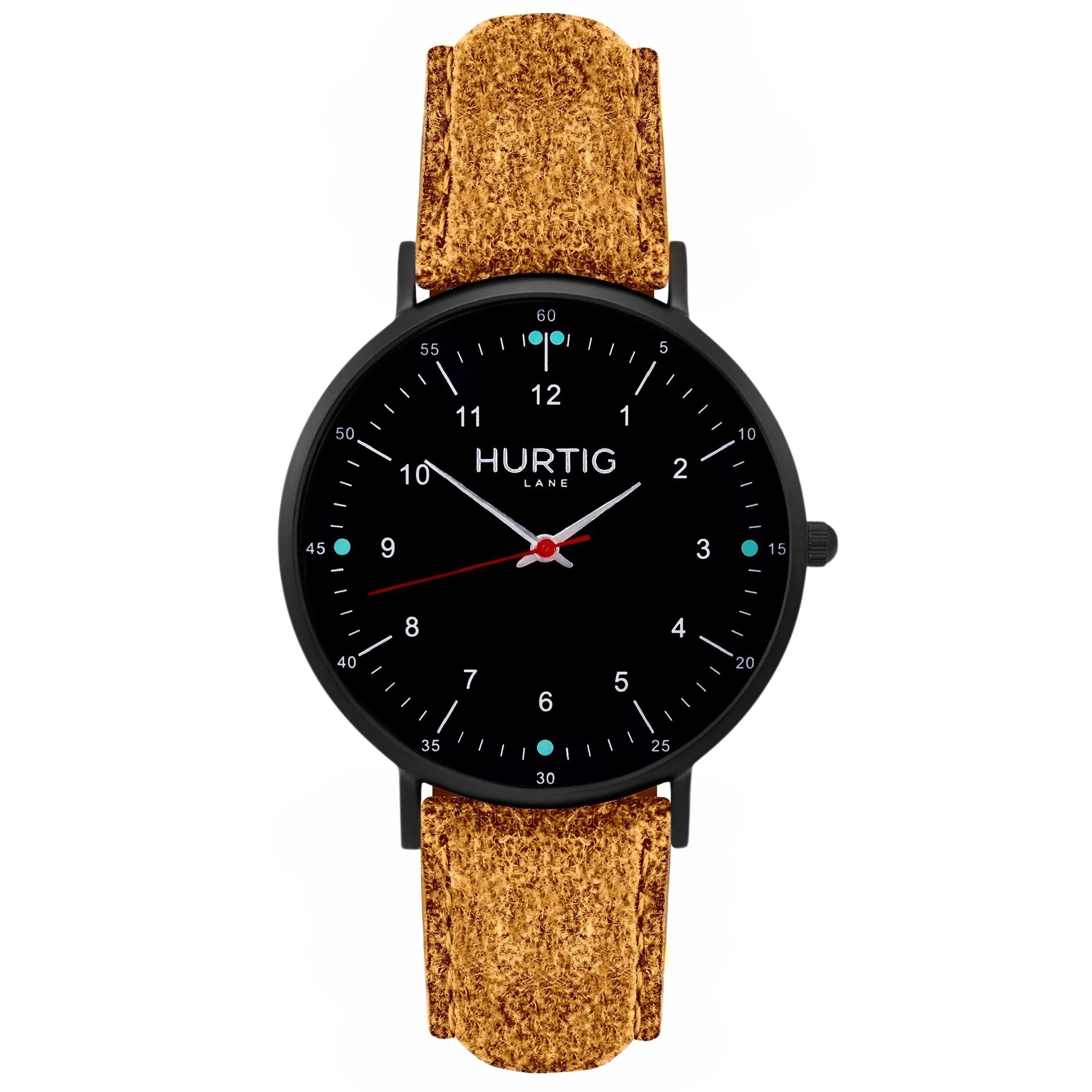Moderno Vegan Suede Watch All Black & Camel