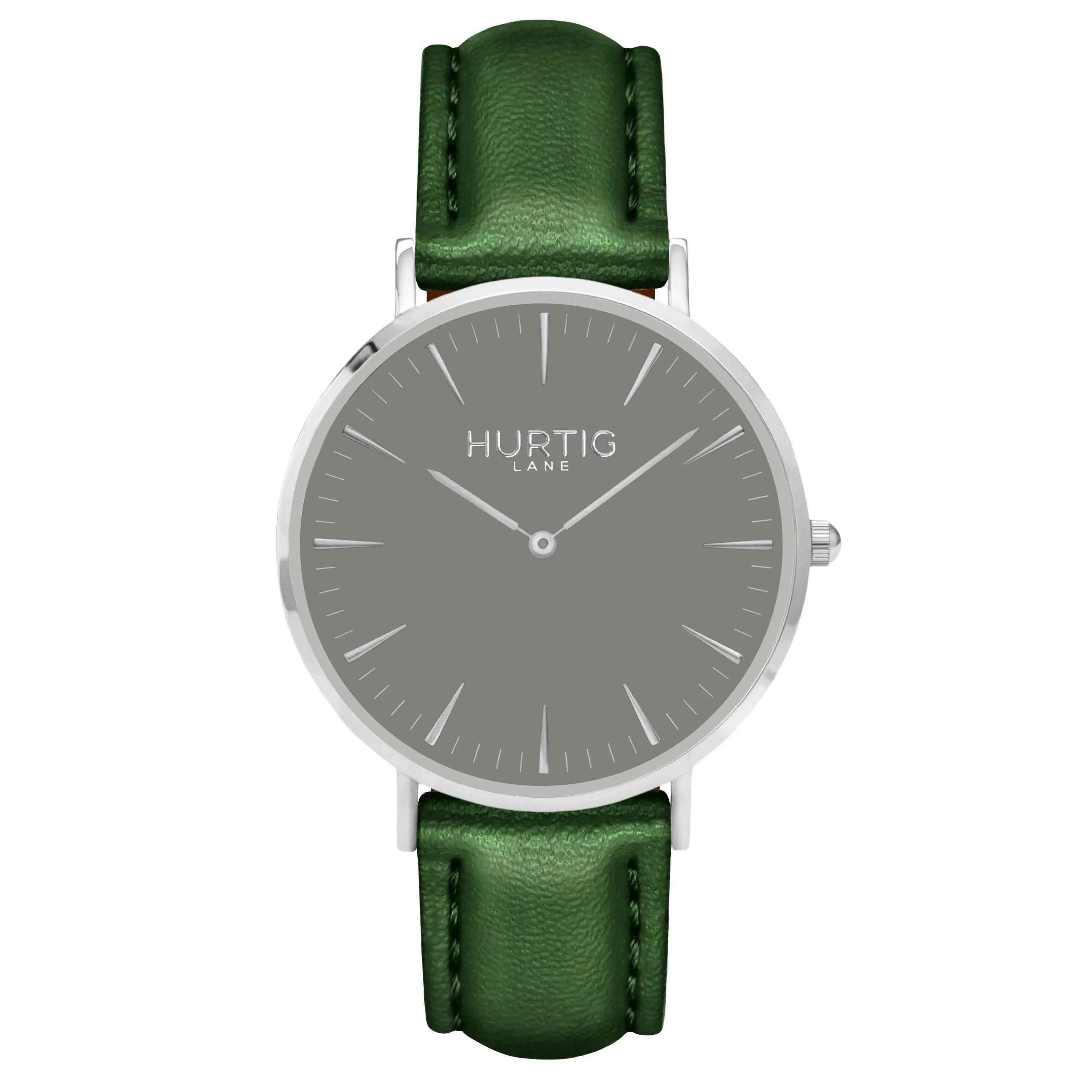 Mykonos CACTUS Leather Watch Silver, Grey & Green