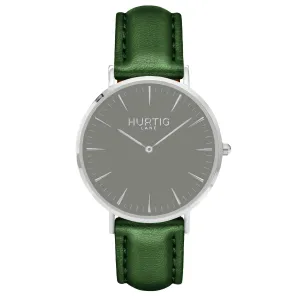 Mykonos CACTUS Leather Watch Silver, Grey & Green