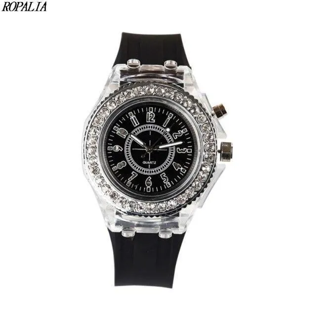 New Women Fashion Geneva LED Backlight Crystal Quartz Sport Waterproof Wristwatches