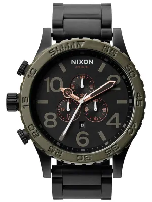 Nixon 51-30 Chrono Black Dial Industrial Green Ion-plated Men's Watch A083-1530