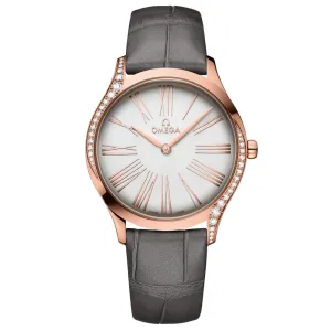 OMEGA De Ville Tresor 36mm Silver Dial 18ct Rose Gold Diamond Ladies Quartz Watch 42858366002001