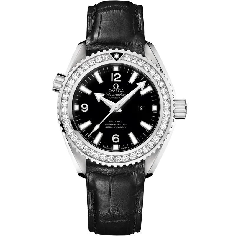 Omega Seamaster Planet Ocean 600M 37.5 mm, steel on leather strap