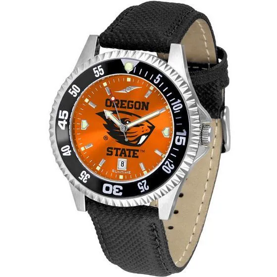 Oregon State Beavers Mens Competitor Ano Poly/Leather Band Watch w/ Colored Bezel
