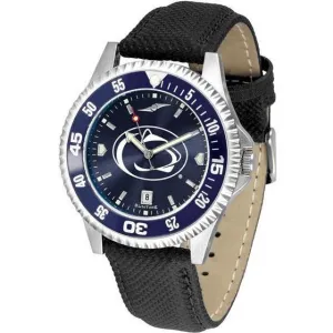 Penn State Nittany Lions Mens Competitor Ano Poly/Leather Band Watch w/ Colored Bezel