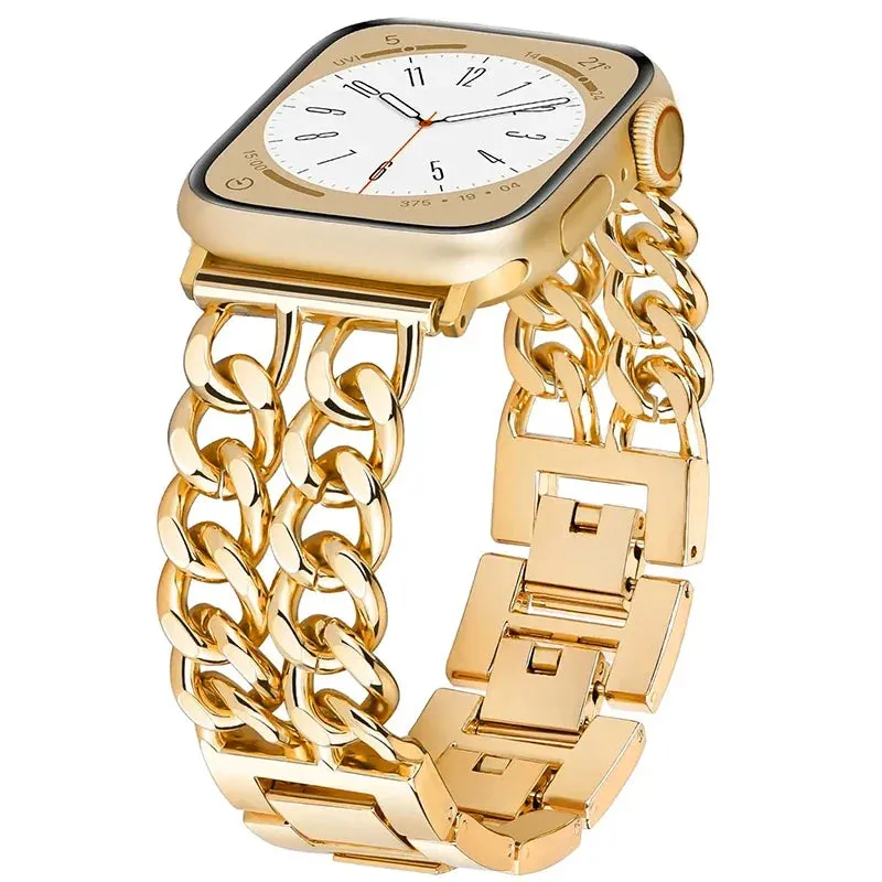 Premium Metal Chain Women's Apple Watch Bracelet Strap - Stylish 38mm to 49mm Wristband for iWatch models up to 9 Smart Watch Accessories Replacement Watchbands - Stylish Gift for Ladies