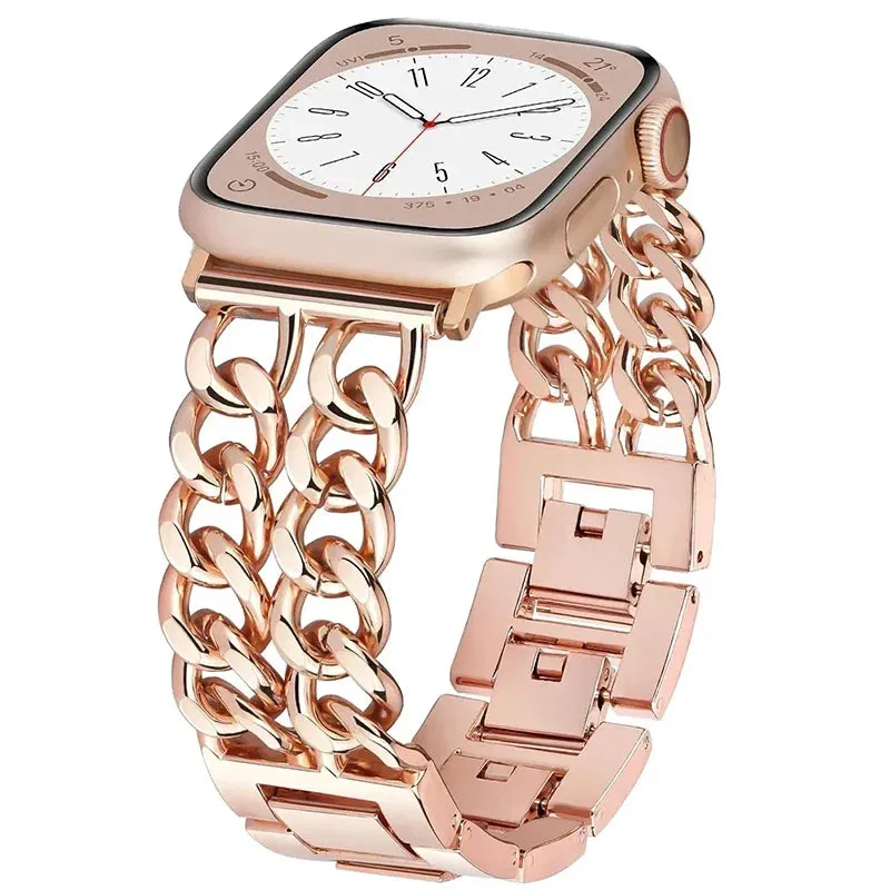 Premium Metal Chain Women's Apple Watch Bracelet Strap - Stylish 38mm to 49mm Wristband for iWatch models up to 9 Smart Watch Accessories Replacement Watchbands - Stylish Gift for Ladies