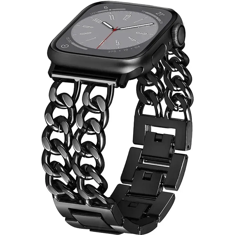 Premium Metal Chain Women's Apple Watch Bracelet Strap - Stylish 38mm to 49mm Wristband for iWatch models up to 9 Smart Watch Accessories Replacement Watchbands - Stylish Gift for Ladies