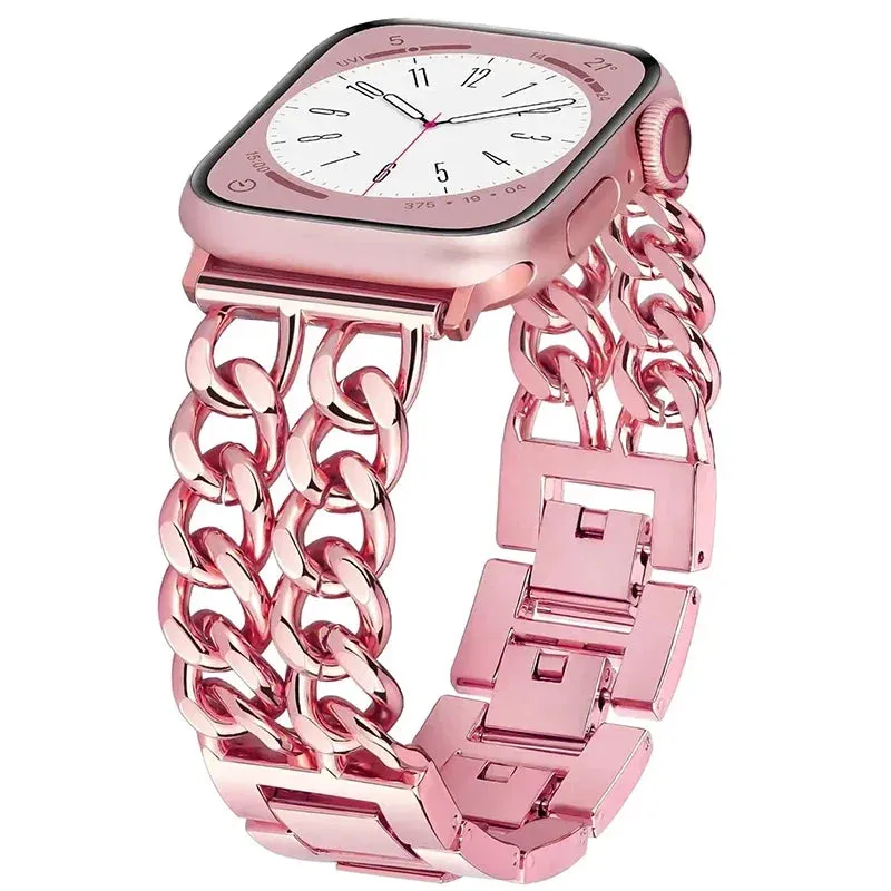 Premium Metal Chain Women's Apple Watch Bracelet Strap - Stylish 38mm to 49mm Wristband for iWatch models up to 9 Smart Watch Accessories Replacement Watchbands - Stylish Gift for Ladies