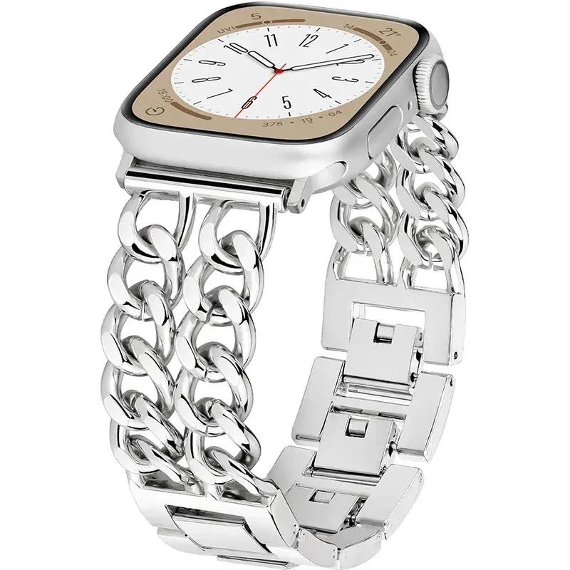 Premium Metal Chain Women's Apple Watch Bracelet Strap - Stylish 38mm to 49mm Wristband for iWatch models up to 9 Smart Watch Accessories Replacement Watchbands - Stylish Gift for Ladies