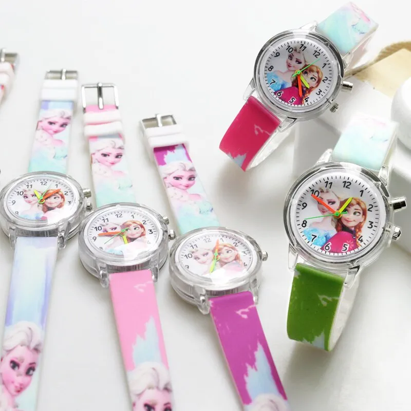 Princess Elsa Children Watches Spiderman Colorful Light Source Boys Watch Girls Kids Party Gift Clock Wrist Relogio Feminino