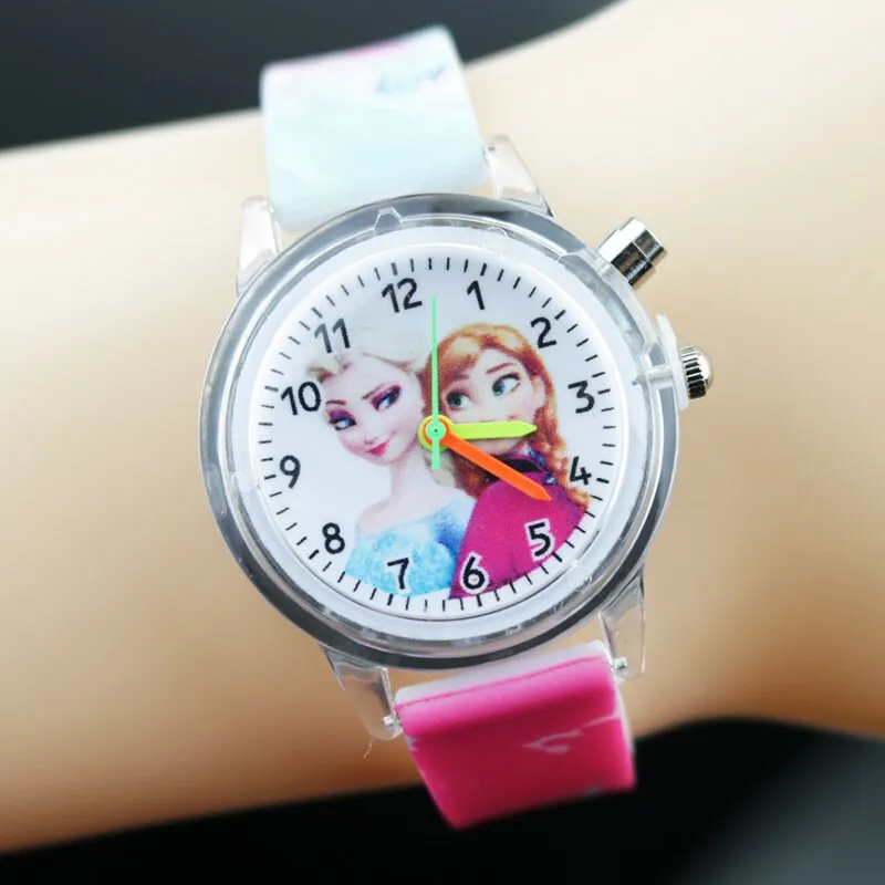 Princess Elsa Children Watches Spiderman Colorful Light Source Boys Watch Girls Kids Party Gift Clock Wrist Relogio Feminino