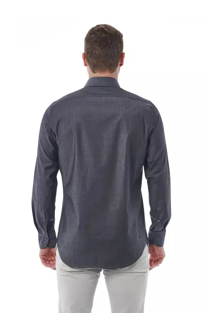 "Gray Cotton Men's Shirt"