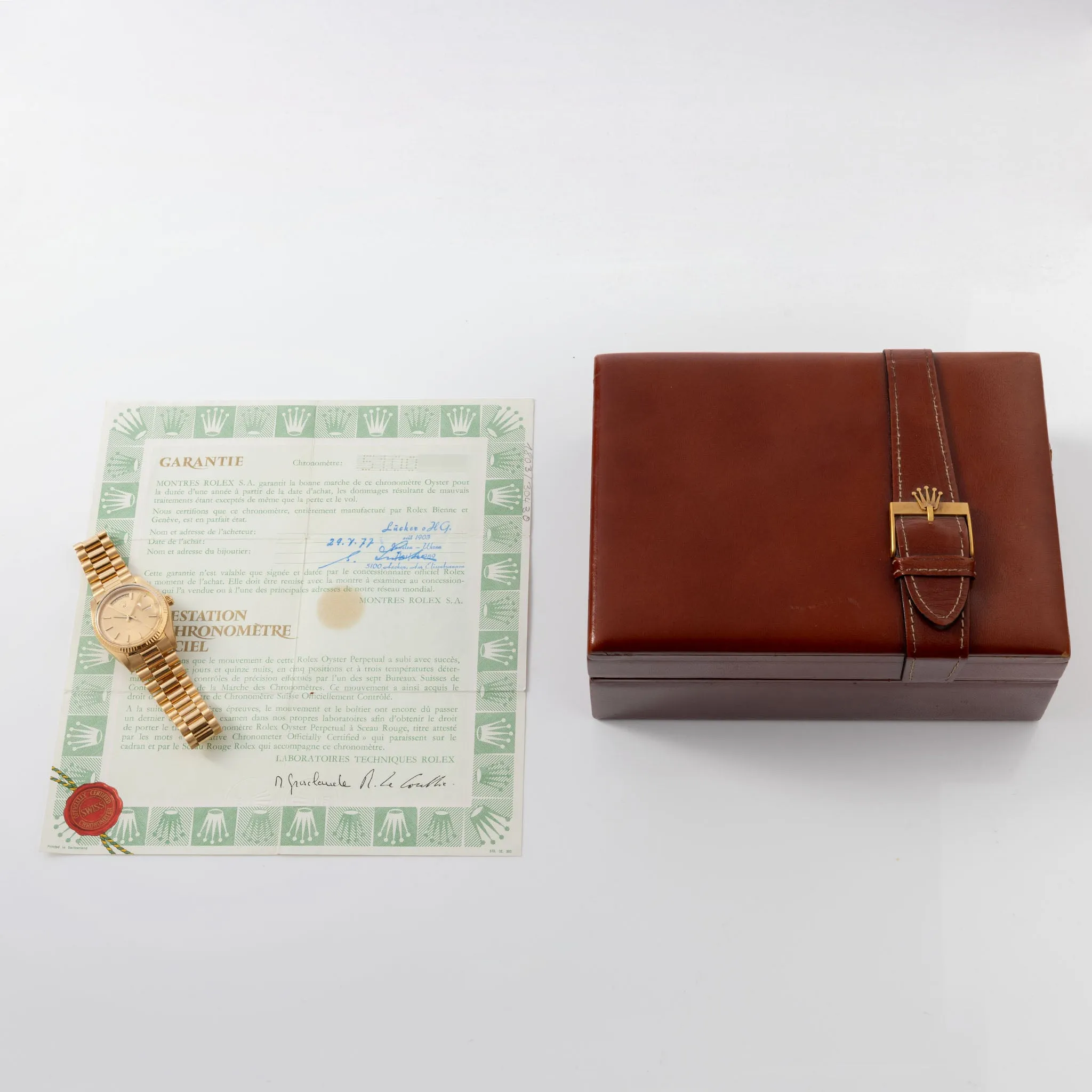 Rolex Day-Date ref. 1803 "Havana Ghost dial" with Box and Papers