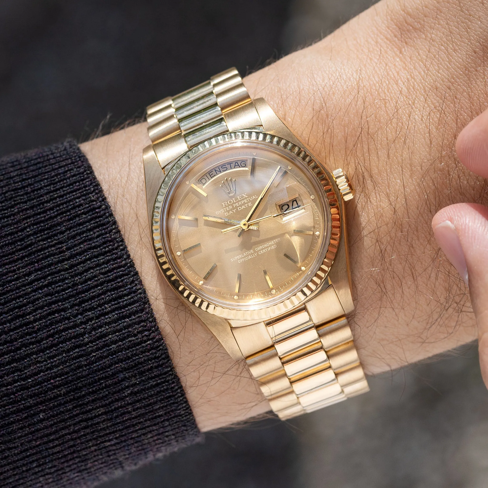 Rolex Day-Date ref. 1803 "Havana Ghost dial" with Box and Papers
