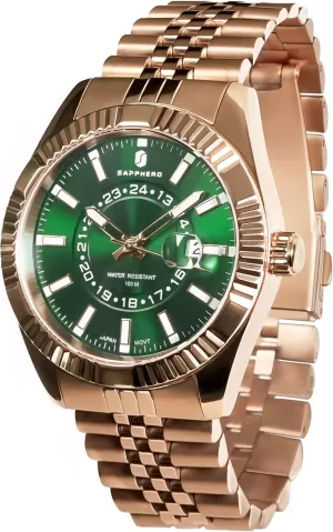 SAPPHERO Men's Analog Watch Gold Sliver Stainless Steel Classic Elegant Date Business Formal Dress Slicone Strap Watches for Men