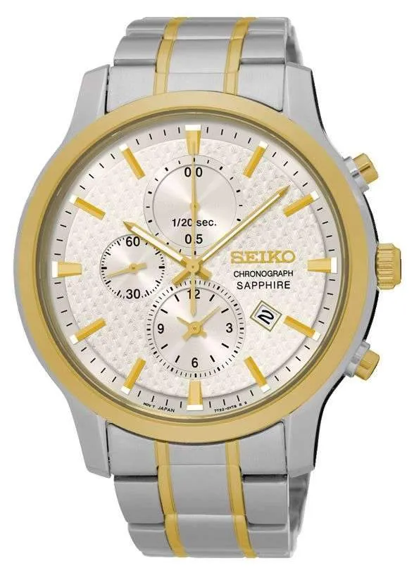 Seiko Gents Chrono Two Tone Watch Model SNDG68P