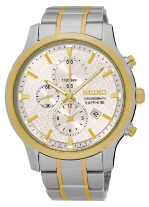 Seiko Gents Chrono Two Tone Watch Model SNDG68P