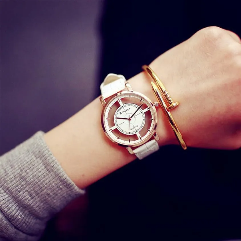 Sidiou Group Hot Sale Fashion Women Watch Gift Girls Luxury Unique Stylish Double Hollow Lady Watches Elegant Casual Black Quartz Wristwatch