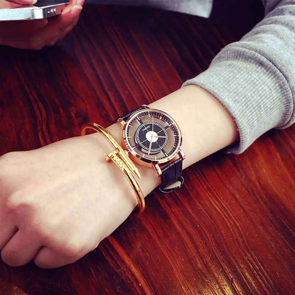 Sidiou Group Hot Sale Fashion Women Watch Gift Girls Luxury Unique Stylish Double Hollow Lady Watches Elegant Casual Black Quartz Wristwatch