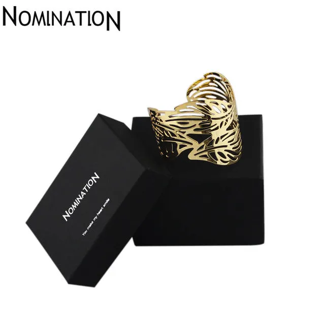 Slave Bangles Cuff Bracelets Gold Color Exaggerated Hollow Leaves Shape Alloy Wide Big Bangles Hot Sale Bijoux For Women Gift
