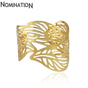 Slave Bangles Cuff Bracelets Gold Color Exaggerated Hollow Leaves Shape Alloy Wide Big Bangles Hot Sale Bijoux For Women Gift
