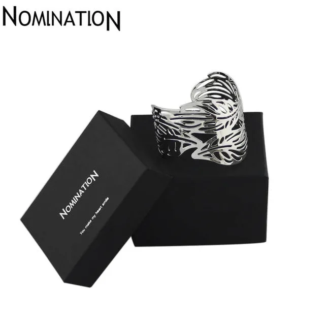 Slave Bangles Cuff Bracelets Gold Color Exaggerated Hollow Leaves Shape Alloy Wide Big Bangles Hot Sale Bijoux For Women Gift