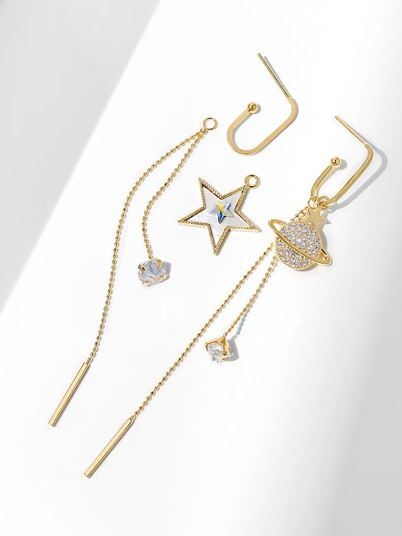 Star and Moon Tassel Earrings