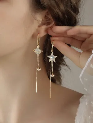 Star and Moon Tassel Earrings