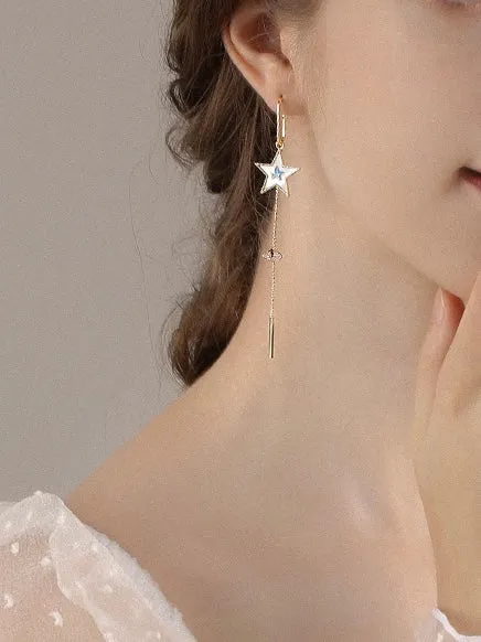 Star and Moon Tassel Earrings
