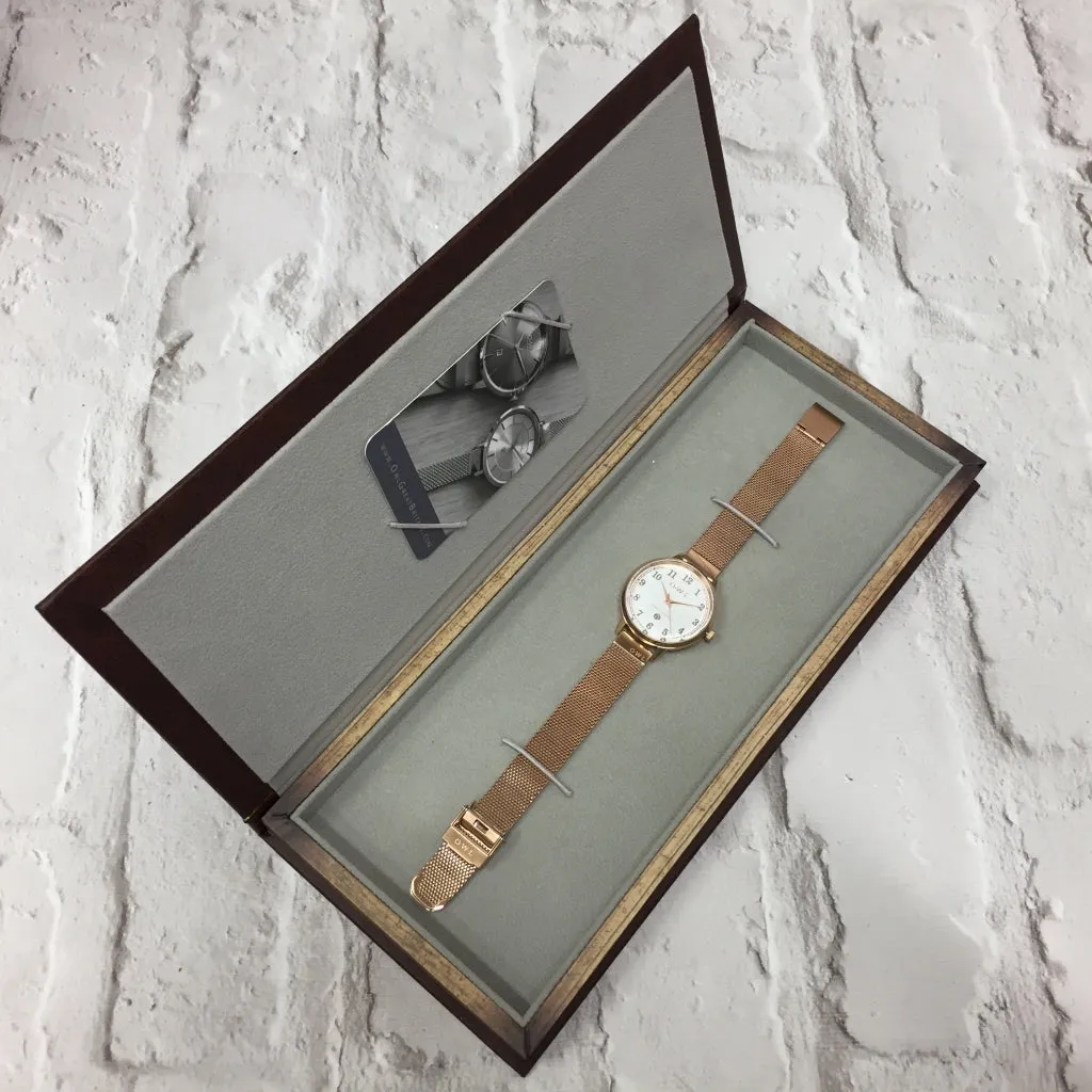 SUTTON LADIES ANALOGUE WATCH WITH IVORY DIAL ON POLISHED SILVER CASE & SILVER MESH ADJUSTABLE STRAP