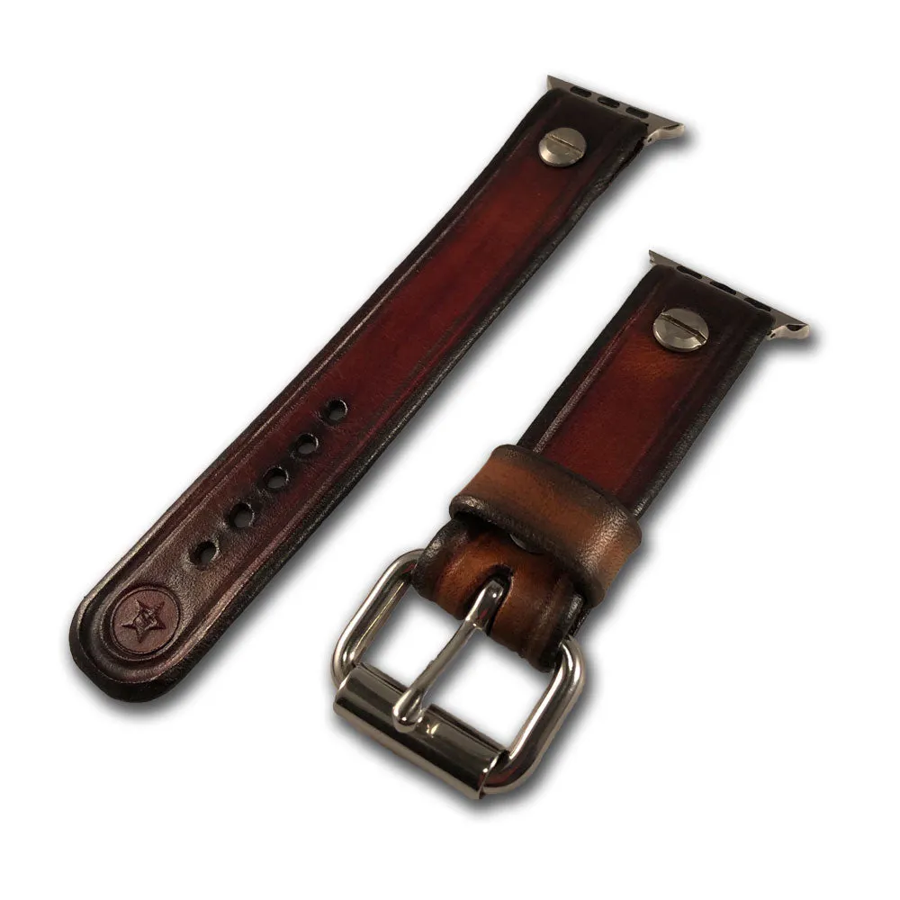 Tan Stressed Leather Apple iWatch Straps with Stainless Hardware