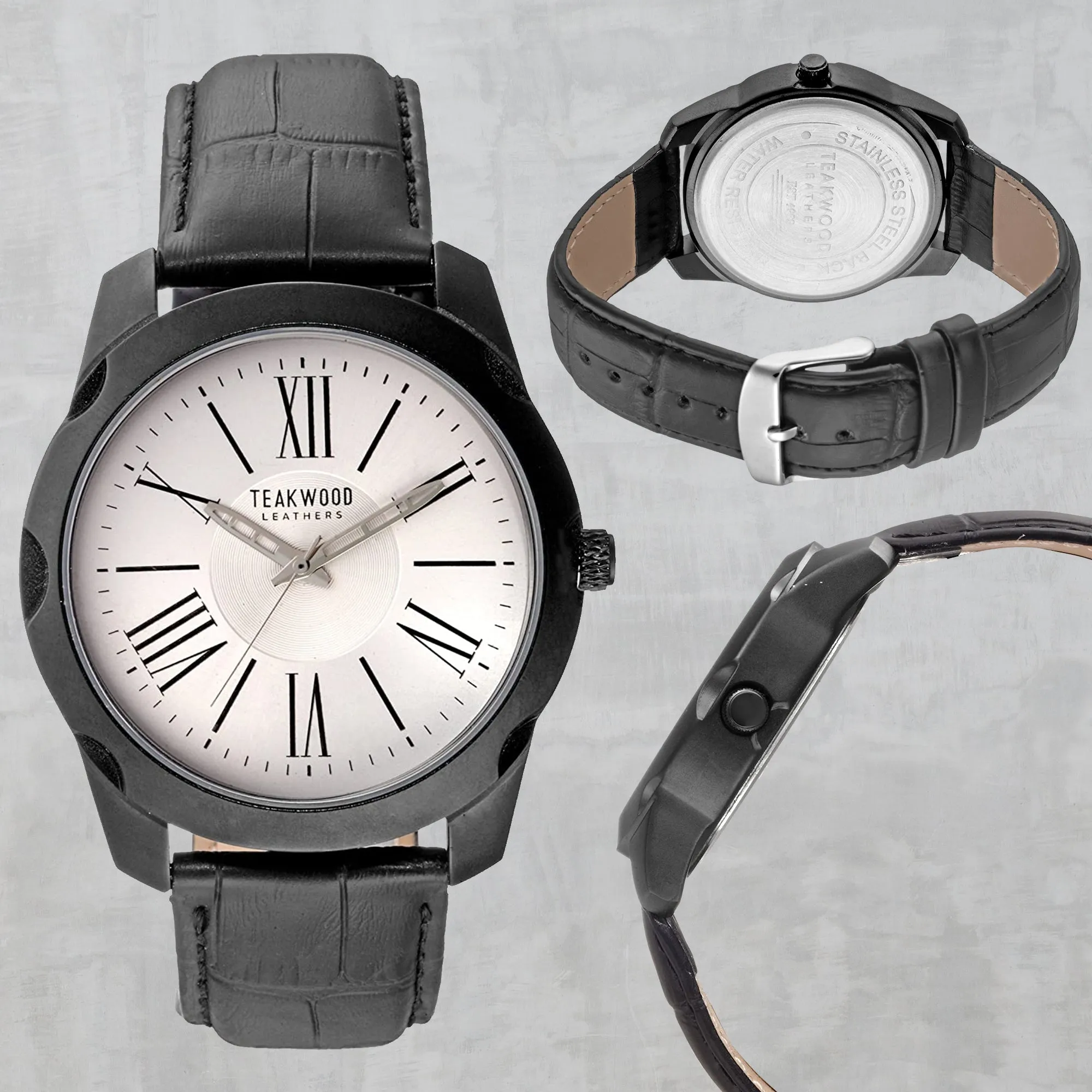 Teakwood leather Black Men Analog Watch