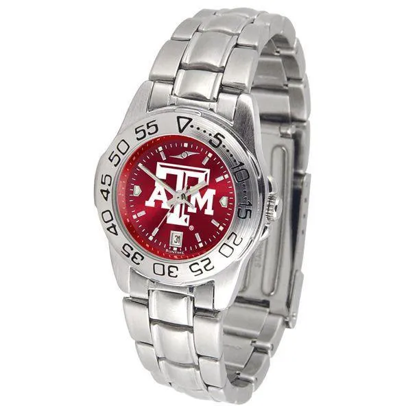 Texas A&M Aggies Ladies AnoChrome  Steel Band Sports Watch