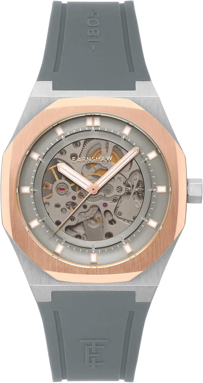 Thomas Earnshaw Men's 42mm Discovery Drake Skeleton Automatic Watch with Silicone Strap ES-8295