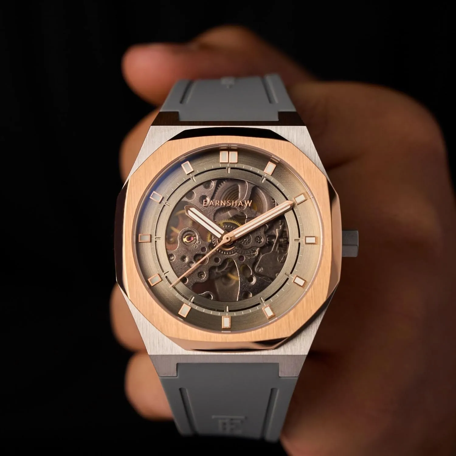 Thomas Earnshaw Men's 42mm Discovery Drake Skeleton Automatic Watch with Silicone Strap ES-8295