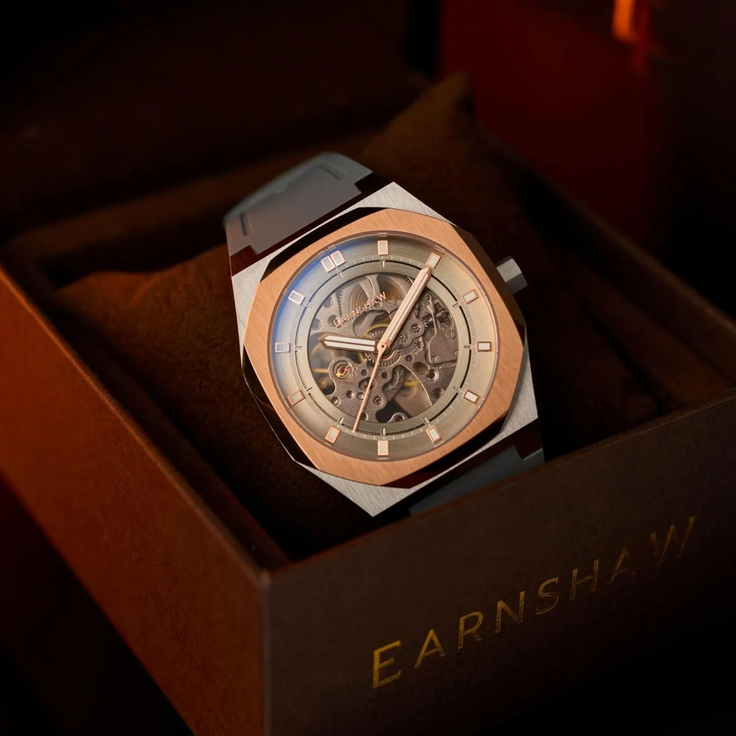 Thomas Earnshaw Men's 42mm Discovery Drake Skeleton Automatic Watch with Silicone Strap ES-8295