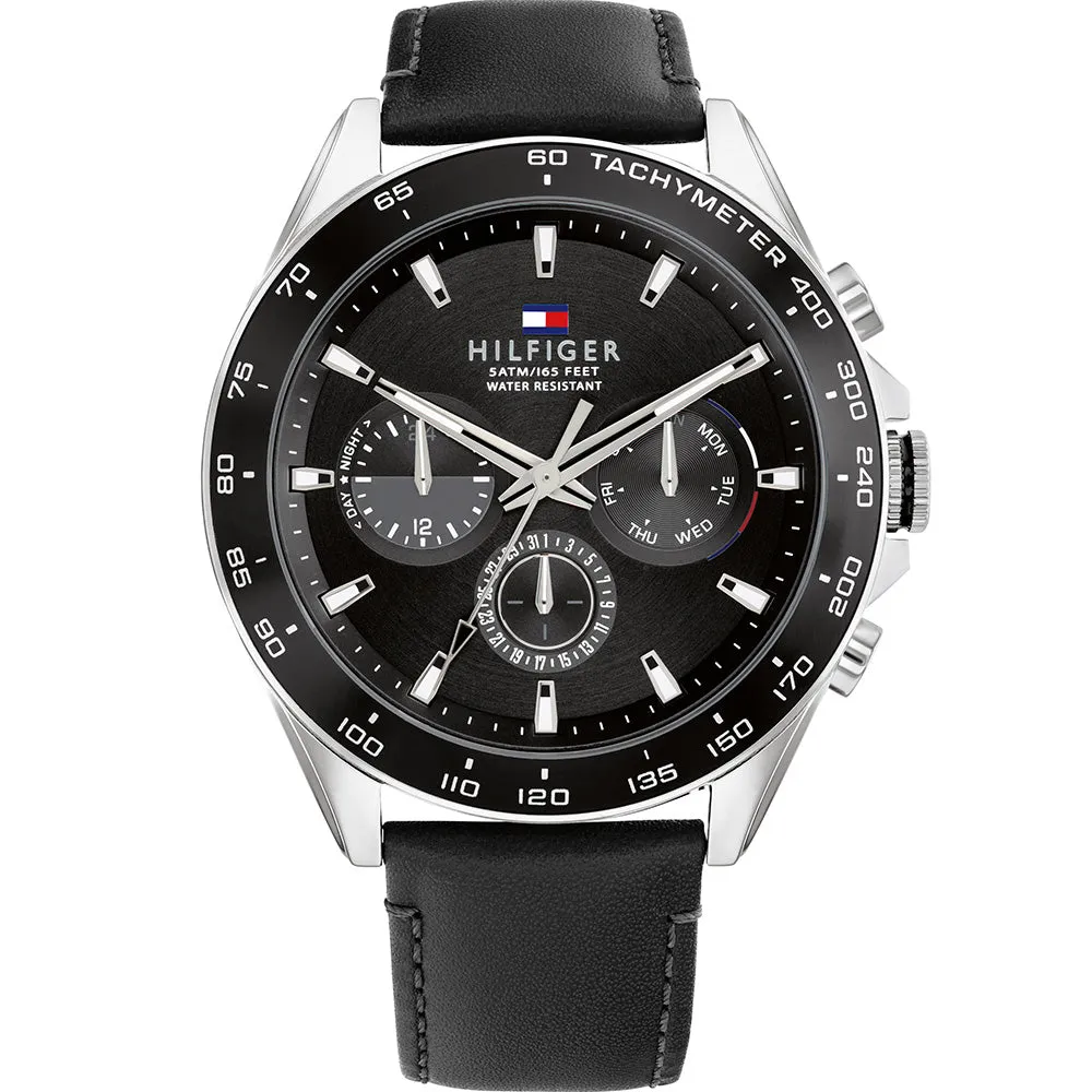 Tommy Hilfger Owen Black Leather Strap Men's Watch 1791964