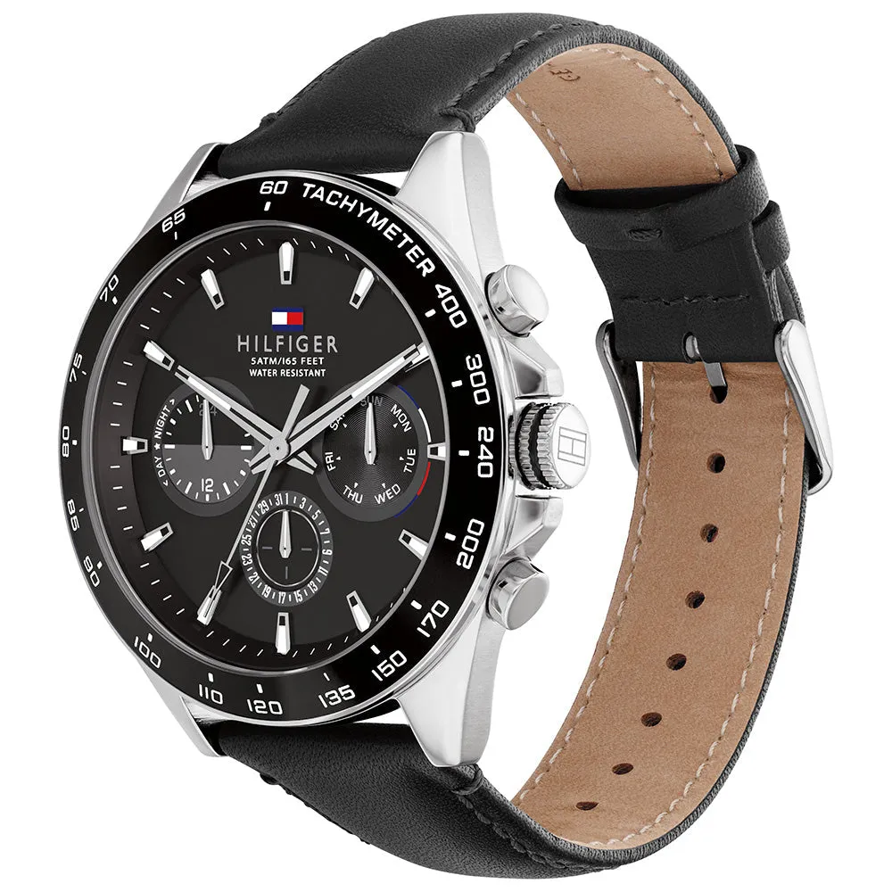 Tommy Hilfger Owen Black Leather Strap Men's Watch 1791964
