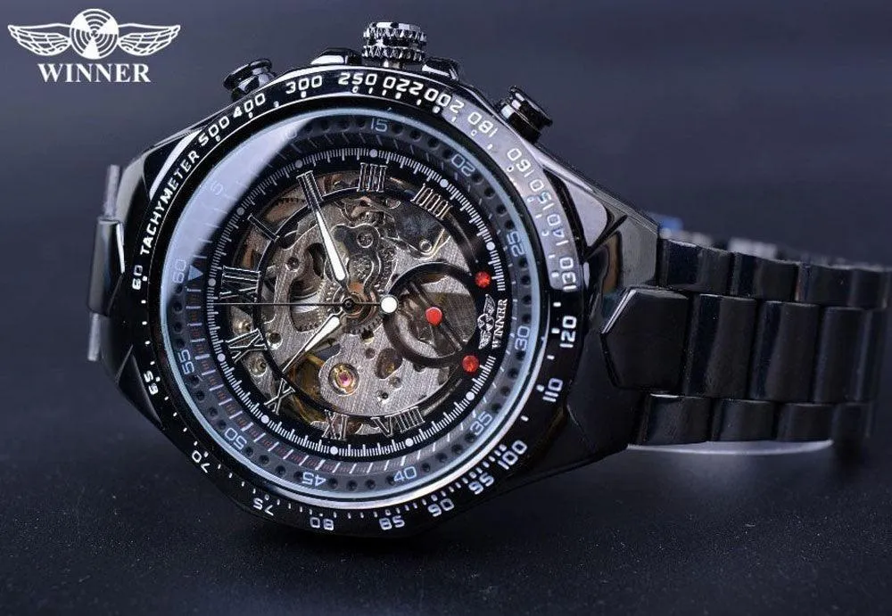 Top Brand Luxury Mechanical Sport Design Bezel Golden Automatic Skeleton Watch
